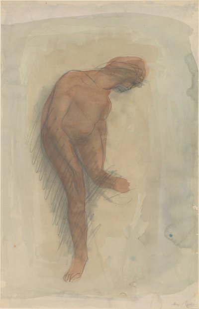Naga postać kobieca trzymająca lewą stopę, 1900-1912. autorstwa Auguste Rodin