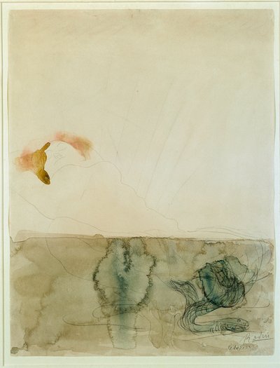 Akt z wężem (Akwarela i Ołówek) autorstwa Auguste Rodin