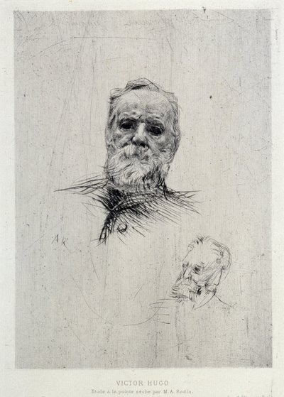Portret Victora Hugo (1802-1885), ilustracja z The Gazettes de beaux Arts autorstwa Auguste Rodin