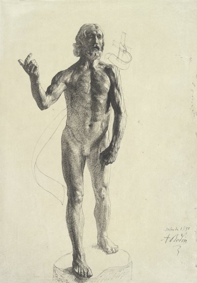 Św. Jan Chrzciciel, 1880 (czarny tusz z grafitem na papierze) autorstwa Auguste Rodin