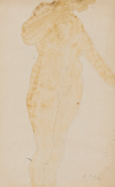 Stojąca kobieta nago, lewa ręka wyciągnięta autorstwa Auguste Rodin