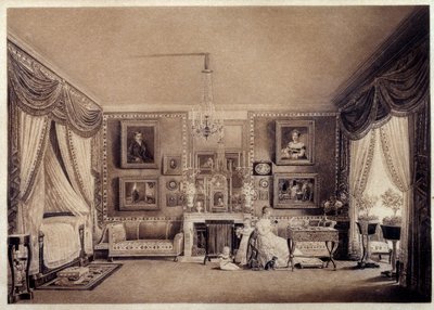 Sypialnia księżnej Berry w Tuileries. Rysunek Auguste Garneray (1785-1824) autorstwa Auguste Simon Garneray