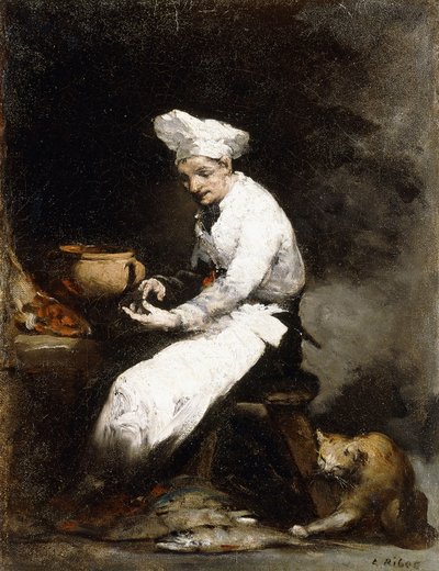 Kucharz i kot, autorstwa Auguste Theodule Ribot