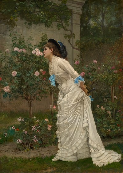 Pani pachnąca różami. 1879 autorstwa Auguste Toulmouche