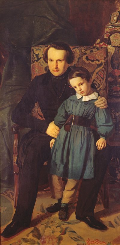 Victor Hugo (1802-85) i jego syn, Francois-Victor, 1836 autorstwa Auguste de Chatillon