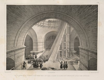Widok wnętrza katedry i rampy Z: Budowa katedry św. Izaaka, 1845 autorstwa Auguste de Montferrand