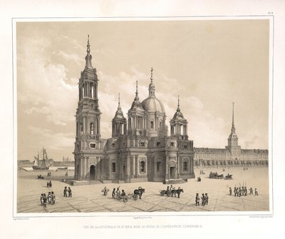 Widok katedry św. Izaaka w czasach Katarzyny II Z: Budowa katedry św. Izaaka, 1845 autorstwa Auguste de Montferrand