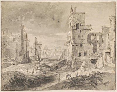 Bruksela po bombardowaniu 1695 autorstwa Augustin Coppens
