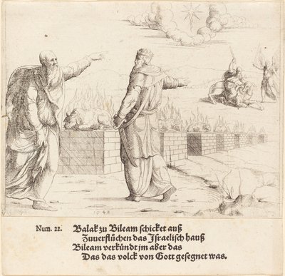 Ofiara Balaka i Proroctwo Balaama, 1548. autorstwa Augustin Hirschvogel