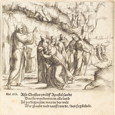 Chrystus oskarża apostołów o ich misję autorstwa Augustin Hirschvogel