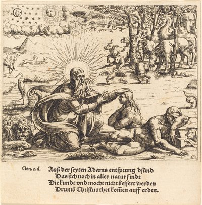 Stworzenie Ewy, 1547. autorstwa Augustin Hirschvogel