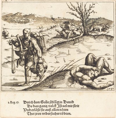 Dawid ścina Goliata, 1547. autorstwa Augustin Hirschvogel
