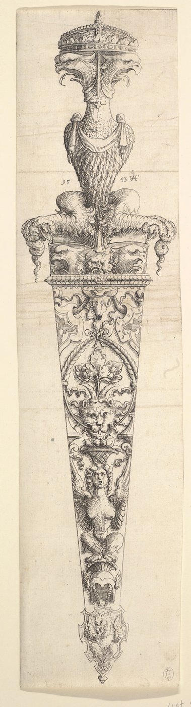 Projekt sztyletu i pochwy, 1543. autorstwa Augustin Hirschvogel