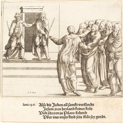 Ecce Homo i Żydzi zaprzeczają Chrystusowi, 1548. autorstwa Augustin Hirschvogel