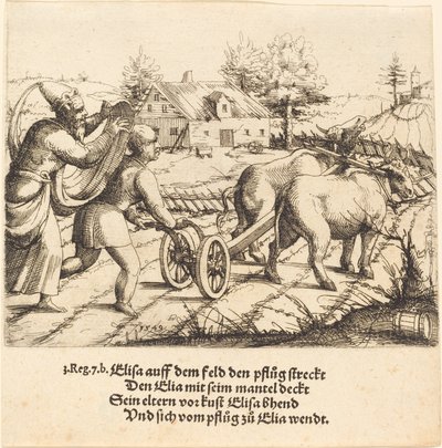 Eliasz namaszcza Elizeusza, 1549. autorstwa Augustin Hirschvogel