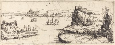 Pejzaż z żaglówkami [płyta dolna], 1546. autorstwa Augustin Hirschvogel