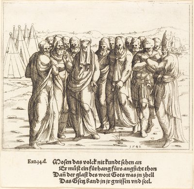 Mojżesz przemawia do dzieci Izraela, 1548. autorstwa Augustin Hirschvogel