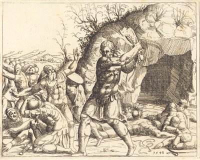 Samson zabija Filistynów. autorstwa Augustin Hirschvogel
