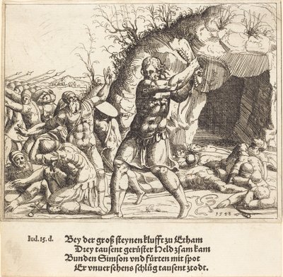 Samson zabija Filistynów autorstwa Augustin Hirschvogel