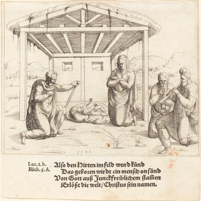 Adoracja pasterzy, 1548. autorstwa Augustin Hirschvogel