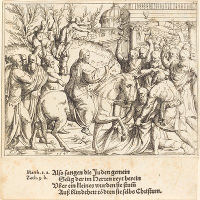 Wejście do Jerozolimy, 1547. autorstwa Augustin Hirschvogel