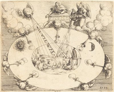 Otwarcie siódmej pieczęci, 1549. autorstwa Augustin Hirschvogel