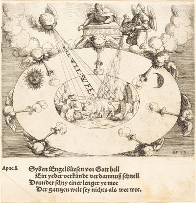 Otwarcie siódmej pieczęci, 1549. autorstwa Augustin Hirschvogel