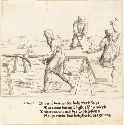 Przygotowanie krzyża, 1548. autorstwa Augustin Hirschvogel
