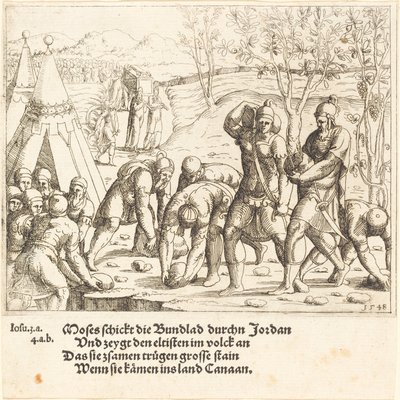 Dwanaście kamieni i wody Jordanu są podzielone, 1548. autorstwa Augustin Hirschvogel