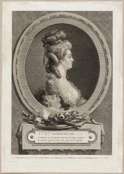 Louise Émilie, baronowa *** Francji autorstwa Augustin de Saint-Aubin