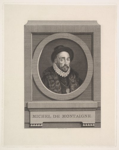 Portret Michela de Montaigne autorstwa Augustin de Saint-Aubin