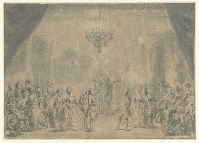 Recepcja prezentowana na scenie autorstwa Augustin de Saint Aubin (manner of)