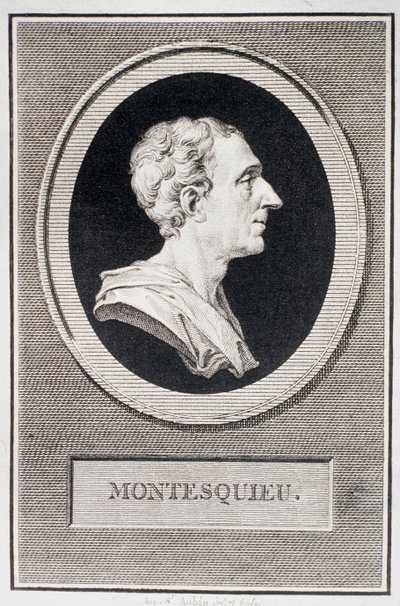 Charles Louis de Secondat, Baron de Montesquieu (1689-1755) (grafika) autorstwa Augustin de Saint Aubin
