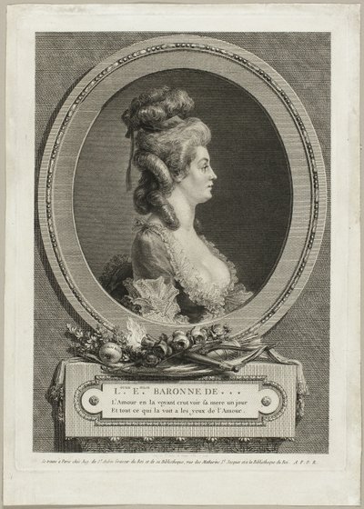 Louise Émilie, baronowa *** Francji autorstwa Augustin de Saint-Aubin