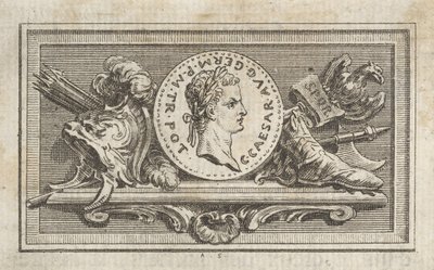 Medal z portretem Kaliguli w VI księdze, z Tibère ou les six premi..., wydany w 1768 r. autorstwa Augustin de Saint Aubin