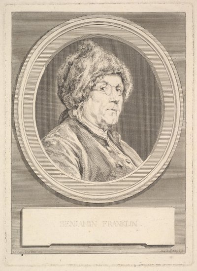Portret Benjamina Franklina, 1777. autorstwa Augustin de Saint Aubin