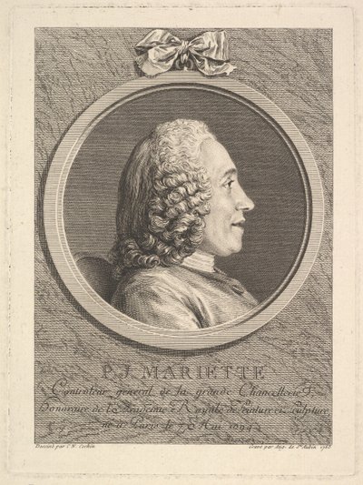Portret Pierre-Jean Mariette, 1765. autorstwa Augustin de Saint Aubin