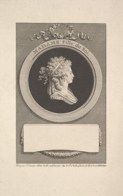 Portret Jej Królewskiej Wysokości Pani, Księżnej Angoulême, córki Ludwika XVI i Mar..., 1791. autorstwa Augustin de Saint Aubin