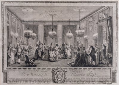 Bal wieczorowy w Domu Monsieur de Villemorien Fila, grawerowany przez L. Provosta (patrz także 55452) autorstwa Augustin de Saint Aubin