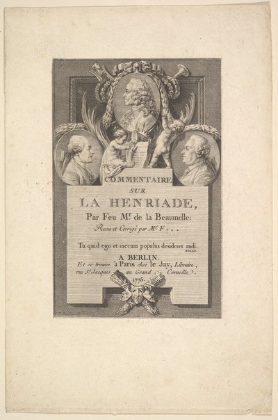 Voltaire, Fréron i Beaumelle, 1775. autorstwa Augustin de Saint Aubin