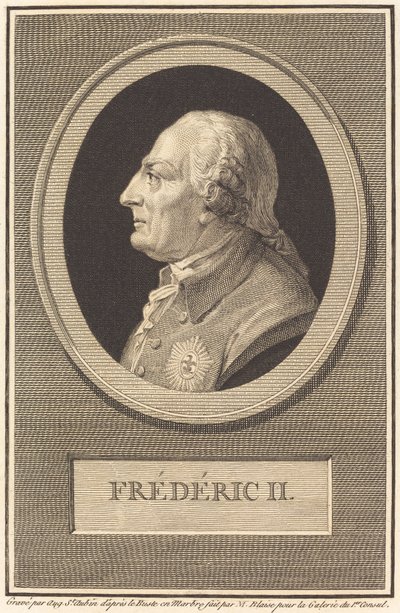 Fryderyk II autorstwa Augustin de Saint Aubin after Barthelemy Blaise