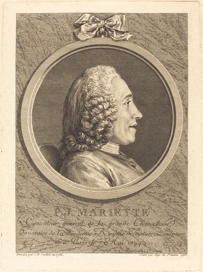 Pierre-Jean Mariette autorstwa Augustin de Saint Aubin after Charles Nicolas Cochin II