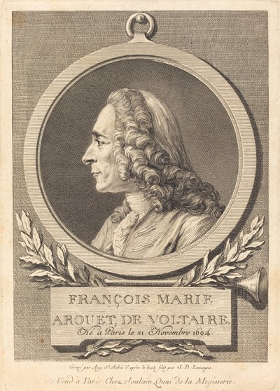 Francois Marie Arouet autorstwa Voltaire autorstwa Augustin de Saint Aubin after Jean Baptiste Lemoyne II