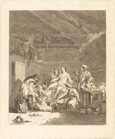 Le lever de la mariée russe (Zwyczaj Rosjan po ceremonii zaślubin i przed ucztą weselną) autorstwa Augustin de Saint Aubin after Jean Baptiste Le Prince