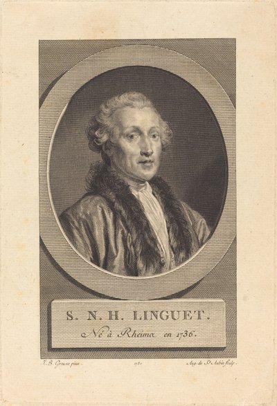 Simon-Nicolas-Henri Linguet autorstwa Augustin de Saint Aubin after Jean Baptiste Greuze