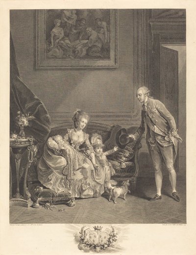 Książę Chartres, jego żona i dzieci autorstwa Augustin de Saint Aubin and Isidore Stanislas Helman