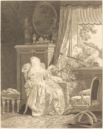 Hiszpańska miłość autorstwa Augustin de Saint Aubin and Noël Pruneau after Jean Baptiste Le Prince
