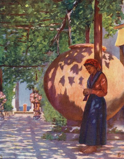 Villa Maresca, niedaleko Casamicciola, Ischia (kolorowa litografia) autorstwa Augustine Fitzgerald