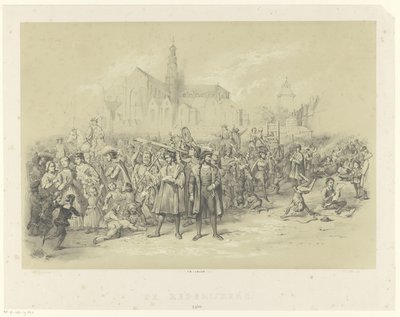 Retorycy rozdają broszury Rederijkers 1500 (tytuł na obiekcie) autorstwa Augustinus Jacobus Bernardus Wouters