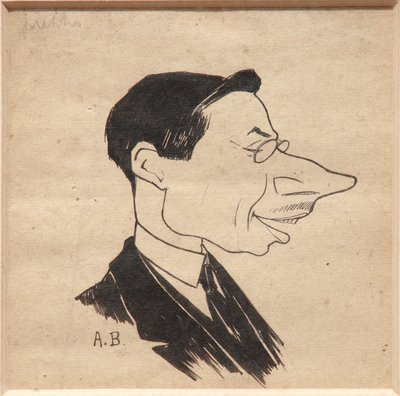 Karykatura (czarny tusz na papierze) autorstwa Augusto Baracchi